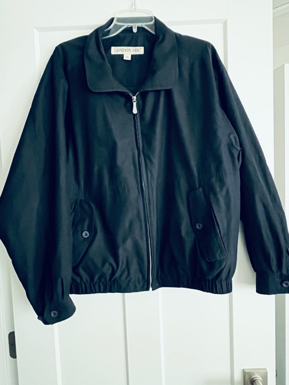 London Fog Black Zip Jacket with Buttoned Pocket Flaps